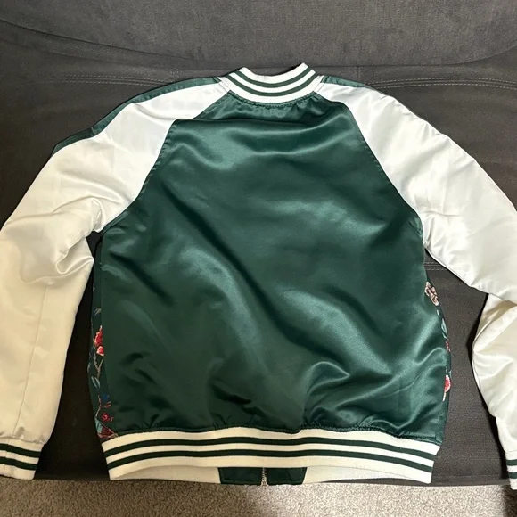 Forever 21 Green Floral Bomber Jacket - Picture 4 of 4